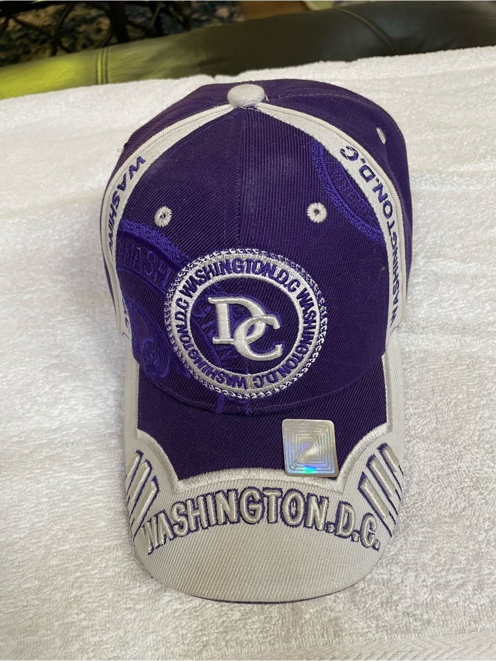 Washington D.C. Embroidered Purple and Cream Baseball Cap